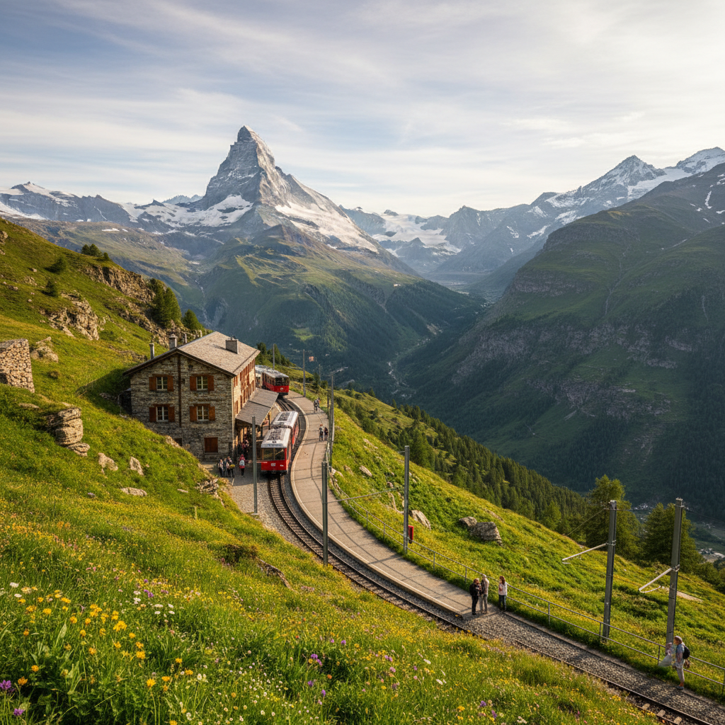 温泉区 🚃 采尔马特(约1.5hr) 🚃 日内瓦